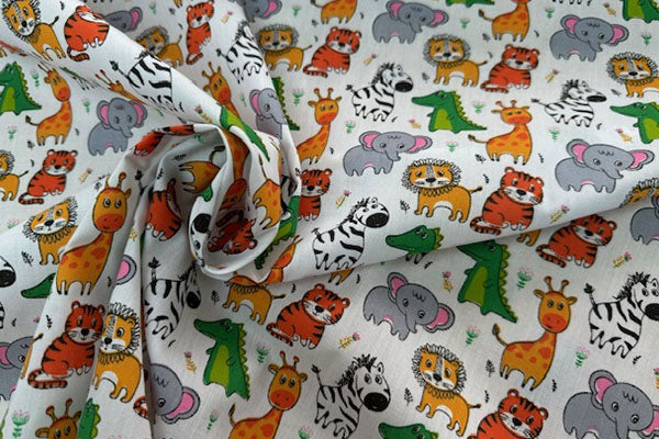 Cute safari animals polycotton