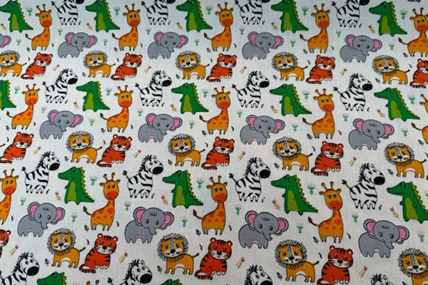 Cute safari animals polycotton