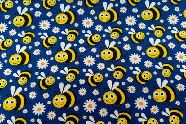 Bees and daisies polycotton print