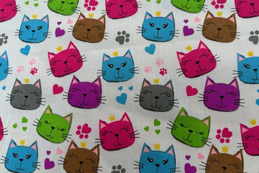 Colourful cats poly cotton