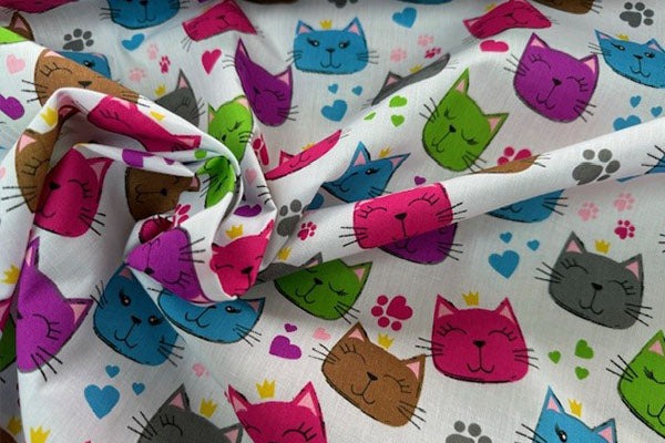 Colourful cats poly cotton