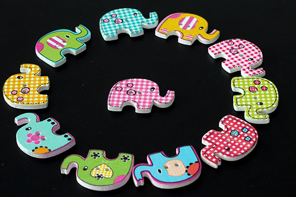 Elephant wooden buttons