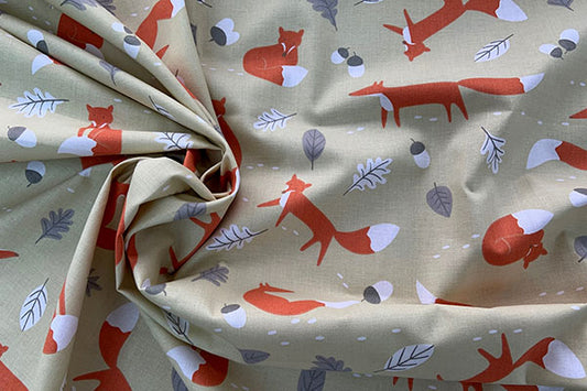 Mr Fox fabric, 100% cotton print, Crafty by Chatham Glynn