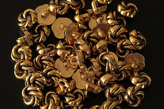 Gold metal-look knot button, 15mm