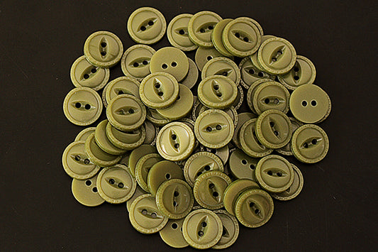 Khaki bevelled edge round buttons, 12mm