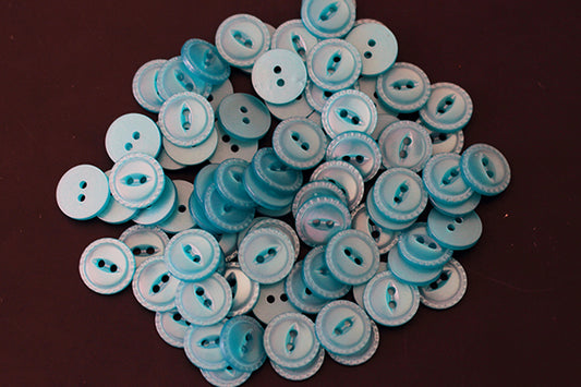 Turquoise bevelled edge round button, 12mm